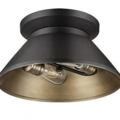 Best Sale 😉 Patriot Lighting® Kenneth Black & Gold 2-Light Flush Mount Ceiling Light 🔥 -Patriot Lighting Sales 20718 A 1