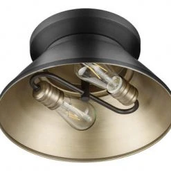 Best Sale 😉 Patriot Lighting® Kenneth Black & Gold 2-Light Flush Mount Ceiling Light 🔥 -Patriot Lighting Sales 20718 B