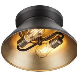 Best Sale 😉 Patriot Lighting® Kenneth Black & Gold 2-Light Flush Mount Ceiling Light 🔥 -Patriot Lighting Sales 20718 D