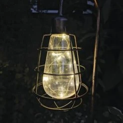Buy 🤩 Patriot Lighting® Solar Integrated LED Vintage Cage Landscape Light - Assorted 👏 -Patriot Lighting Sales 343 4484 inuse closeup night 2