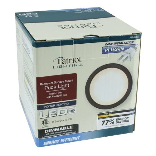 Cheap 😍 Patriot Lighting® LED Black Metal Plug-in Under Cabinet Puck Light ⭐ 4 Cheap 😍 Patriot Lighting® LED Black Metal Plug-in Under Cabinet Puck Light ⭐ - Image 2