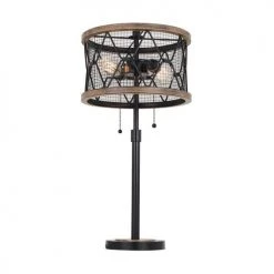 Discount 🌟 Patriot Lighting® Elegant Home Bodhi Black & Replica Wood Table Lamp 🧨