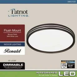 Promo 🧨 Patriot Lighting® Ronald Bronze Integrated LED Flush Mount Ceiling Light 😀 -Patriot Lighting Sales 3482123 Alt7