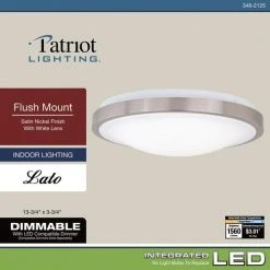 Outlet 🎉 Patriot Lighting® Lato Satin Nickel Integrated LED Flush Mount Ceiling Light 👍 -Patriot Lighting Sales 3482125 Alt7