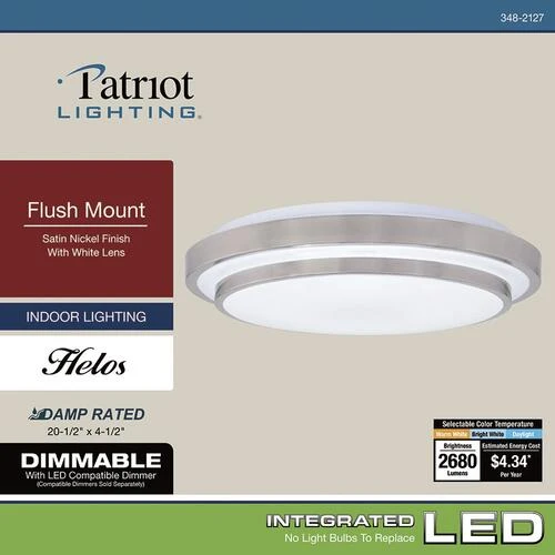 Budget 🥰 Patriot Lighting® Helos 20-1/2" Satin Nickel LED Flush Mount Ceiling Light 🛒 10 Budget 🥰 Patriot Lighting® Helos 20-1/2" Satin Nickel LED Flush Mount Ceiling Light 🛒 - Image 8