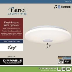 Top 10 🎉 Patriot Lighting® Clef White Integrated LED Bluetooth® Speaker Flush Mount Ceiling Light 💯 -Patriot Lighting Sales 3482128 Alt7