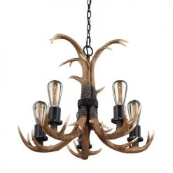 Best Pirce 🎉 Patriot Lighting® Norwood 5-Light Black Walnut Chandelier 🔔