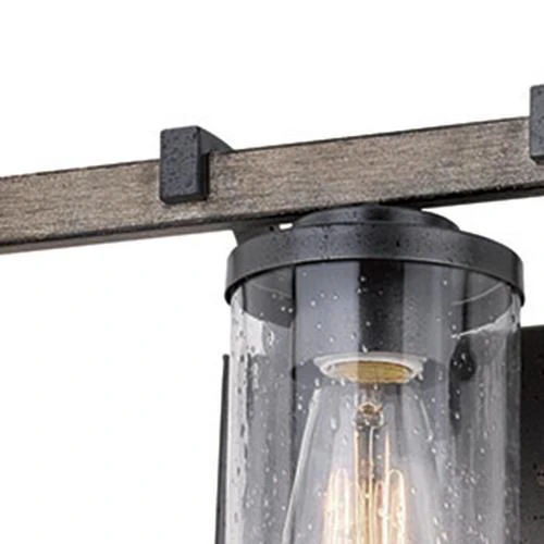 Outlet ⌛ Patriot Lighting® Elegant Home Brooklyn Natural Iron & Distressed Faux Wood 3-Light Vanity Light ❤️ 4 Outlet ⌛ Patriot Lighting® Elegant Home Brooklyn Natural Iron & Distressed Faux Wood 3-Light Vanity Light ❤️ - Image 2