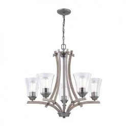 Best reviews of ✨ Patriot Lighting® Elegant Home Collette 5-Light Distressed Faux Wood & Brushed Pewter Chandelier 🛒