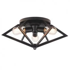 Hot Sale ⌛ Patriot Lighting® Pyramus Matte Black 3-Light Flush Mount Ceiling Light 🎁