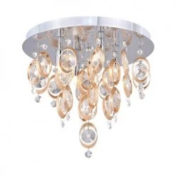 Best Sale 👏 Patriot Lighting® Elegant Home Raina Chrome & Copper 4-Light Flush Mount Ceiling Light ⌛
