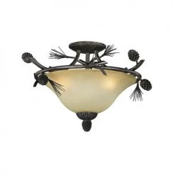 Cheapest 🤩 Patriot Lighting® Pines Black Walnut 3-Light Semi-Flush Mount Ceiling Light 🥰