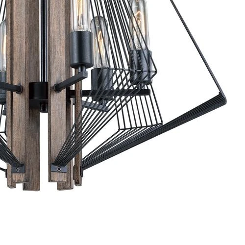 Best Pirce 😉 Patriot Lighting® Rochester 6-Light Black Iron & Brunished Oak Chandelier 👏 4 Best Pirce 😉 Patriot Lighting® Rochester 6-Light Black Iron & Brunished Oak Chandelier 👏 - Image 2