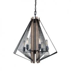 Best Pirce 😉 Patriot Lighting® Rochester 6-Light Black Iron & Brunished Oak Chandelier 👏