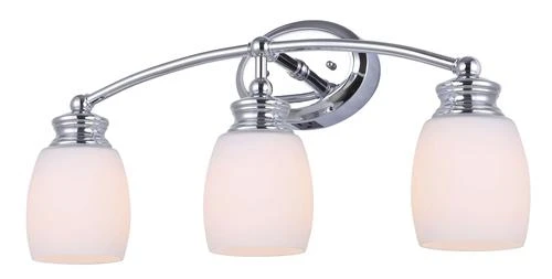 New ✨ Patriot Lighting® Palms Chrome 3-Light Vanity Light With Outlet ⌛ 3 New ✨ Patriot Lighting® Palms Chrome 3-Light Vanity Light With Outlet ⌛