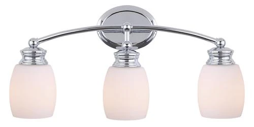 New ✨ Patriot Lighting® Palms Chrome 3-Light Vanity Light With Outlet ⌛ 4 New ✨ Patriot Lighting® Palms Chrome 3-Light Vanity Light With Outlet ⌛ - Image 2