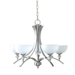 Outlet 🎁 Patriot Lighting® Chantelle 5-Light Satin Nickel Chandelier 🤩