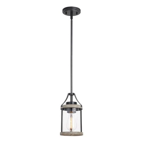 Cheap 🛒 Patriot Lighting® Elegant Home Brooklyn Natural Iron & Distressed Faux Wood 1-Light Mini Pendant 🔥 -Patriot Lighting Sales 3518366 Master