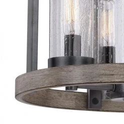 Best reviews of ❤️ Patriot Lighting® Elegant Home Brooklyn Natural Iron & Distressed Faux Wood 4-Light Pendant ⭐ -Patriot Lighting Sales 3518367 Alt3
