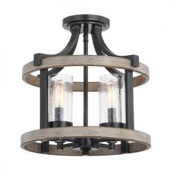 Best reviews of ❤️ Patriot Lighting® Elegant Home Brooklyn Natural Iron & Distressed Faux Wood 4-Light Pendant ⭐