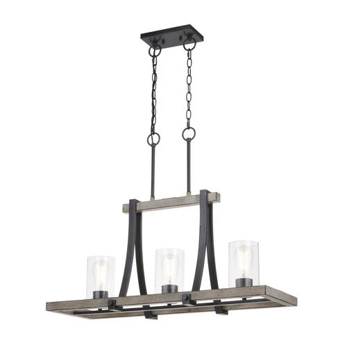 Flash Sale 🔔 Patriot Lighting® Elegant Home Brooklyn Natural Iron & Distressed Faux Wood 3 Light Island Light 😉 -Patriot Lighting Sales 3518370 Master
