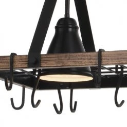 Best deal ✨ Patriot Lighting® Elegant Home Bodhi Black & Replica Wood 2 Light Pot Rack Island Light 🎉 -Patriot Lighting Sales 3518372 Alt3