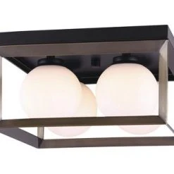Cheap 😉 Patriot Lighting® Ottilee Matte Black & Gold 4-Light Flush Mount Ceiling Light ⌛