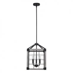 Brand new ⌛ Patriot Lighting® Elegant Home Levon Weathered Gray Faux Wood & Black 3-Light Pendant 🧨 -Patriot Lighting Sales 3518469 Alt2