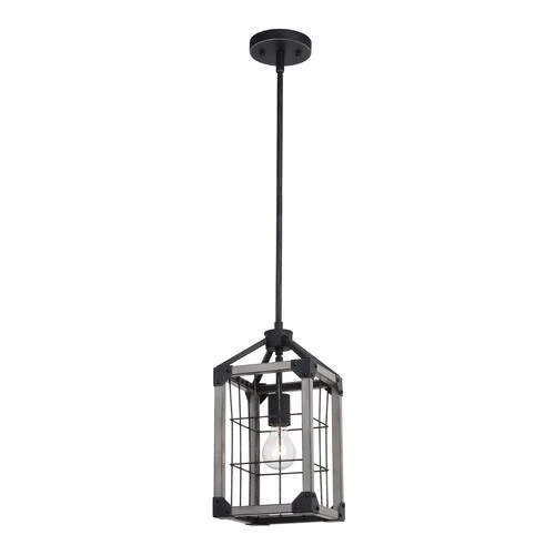 Buy ⌛ Patriot Lighting® Elegant Home Levon Weathered Gray Faux Wood & Black 1-Light Mini Pendant ✨ 4 Buy ⌛ Patriot Lighting® Elegant Home Levon Weathered Gray Faux Wood & Black 1-Light Mini Pendant ✨ - Image 2