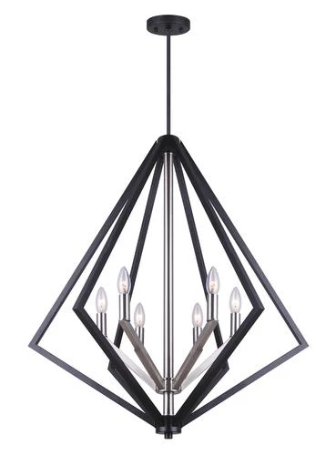 Budget 🤩 Patriot Lighting® Dryden Matte Black And Brushed Nickel 6-Light Pendant ⌛ 3 Budget 🤩 Patriot Lighting® Dryden Matte Black And Brushed Nickel 6-Light Pendant ⌛