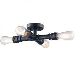 Coupon 🎉 Patriot Lighting® Pipe II Washed Copper 4-Light Semi-Flush Mount Ceiling Light 🎁