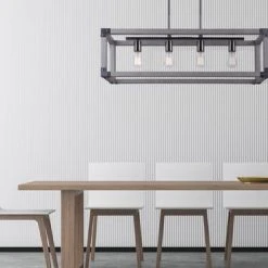 Wholesale 🌟 Patriot Lighting® Elegant Home Hendy 4-Light Black Stainless Steel & Faux Wood Island Light 🎁 -Patriot Lighting Sales 3518511 LIFE