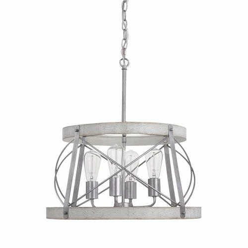 Coupon ✔️ Patriot Lighting® Bea White Wash Faux Wood And Galvanized 4-Light Pendant 😀 5 Coupon ✔️ Patriot Lighting® Bea White Wash Faux Wood And Galvanized 4-Light Pendant 😀 - Image 3