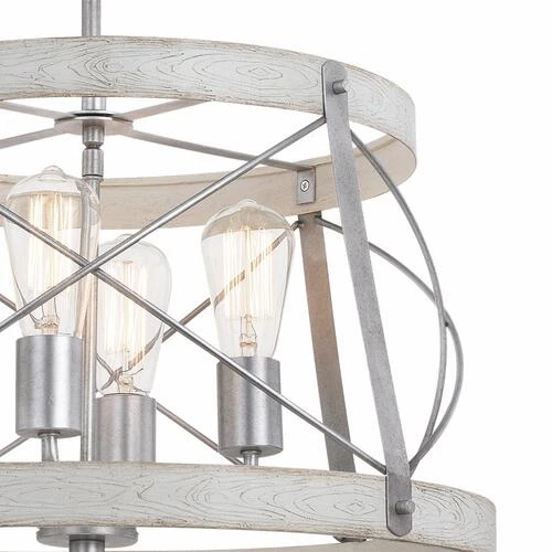 Coupon ✔️ Patriot Lighting® Bea White Wash Faux Wood And Galvanized 4-Light Pendant 😀 6 Coupon ✔️ Patriot Lighting® Bea White Wash Faux Wood And Galvanized 4-Light Pendant 😀 - Image 4