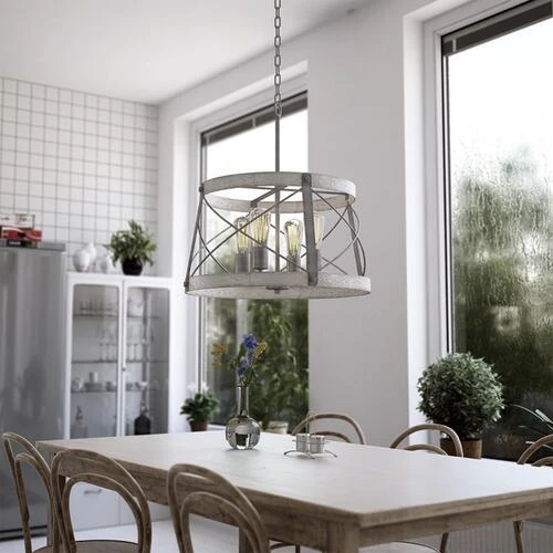 Coupon ✔️ Patriot Lighting® Bea White Wash Faux Wood And Galvanized 4-Light Pendant 😀 4 Coupon ✔️ Patriot Lighting® Bea White Wash Faux Wood And Galvanized 4-Light Pendant 😀 - Image 2