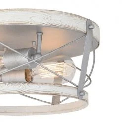 Promo 🛒 Patriot Lighting® Bea White Wash Faux Wood & Galvanized 2-Light Flush Mount Ceiling Light 🔔 -Patriot Lighting Sales 3518607 Alt2