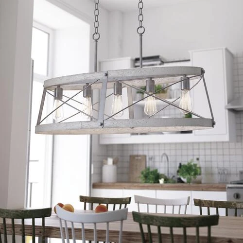 Deals ⌛ Patriot Lighting® Bea White Wash Faux Wood And Galvanized 5-Light Island Light ❤️ 7 Deals ⌛ Patriot Lighting® Bea White Wash Faux Wood And Galvanized 5-Light Island Light ❤️ - Image 5