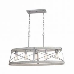 Deals ⌛ Patriot Lighting® Bea White Wash Faux Wood And Galvanized 5-Light Island Light ❤️