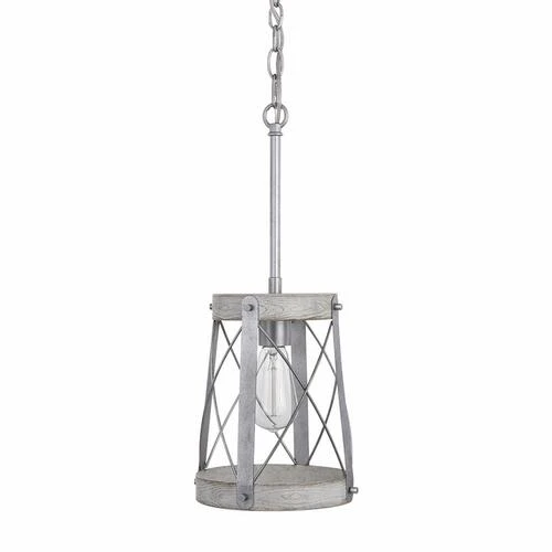 Outlet 💯 Patriot Lighting® Bea White Wash Faux Wood And Galvanized 1-Light Mini Pendant 😉 5 Outlet 💯 Patriot Lighting® Bea White Wash Faux Wood And Galvanized 1-Light Mini Pendant 😉 - Image 3