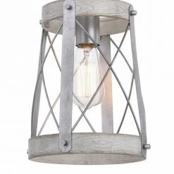 Outlet 💯 Patriot Lighting® Bea White Wash Faux Wood And Galvanized 1-Light Mini Pendant 😉 10 Outlet 💯 Patriot Lighting® Bea White Wash Faux Wood And Galvanized 1-Light Mini Pendant 😉 -Patriot Lighting Sales 3518609 Alt2