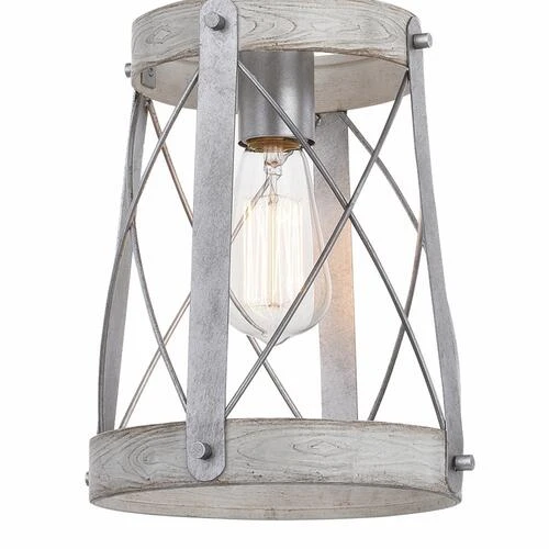 Outlet 💯 Patriot Lighting® Bea White Wash Faux Wood And Galvanized 1-Light Mini Pendant 😉 6 Outlet 💯 Patriot Lighting® Bea White Wash Faux Wood And Galvanized 1-Light Mini Pendant 😉 - Image 4