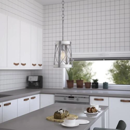 Outlet 💯 Patriot Lighting® Bea White Wash Faux Wood And Galvanized 1-Light Mini Pendant 😉 4 Outlet 💯 Patriot Lighting® Bea White Wash Faux Wood And Galvanized 1-Light Mini Pendant 😉 - Image 2