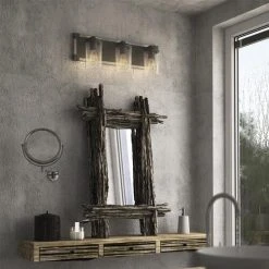 Wholesale 😍 Patriot Lighting® Levon Weathered Gray Faux Wood And Black 3-Light Vanity Light ✨ -Patriot Lighting Sales 3518616 Alt3 1