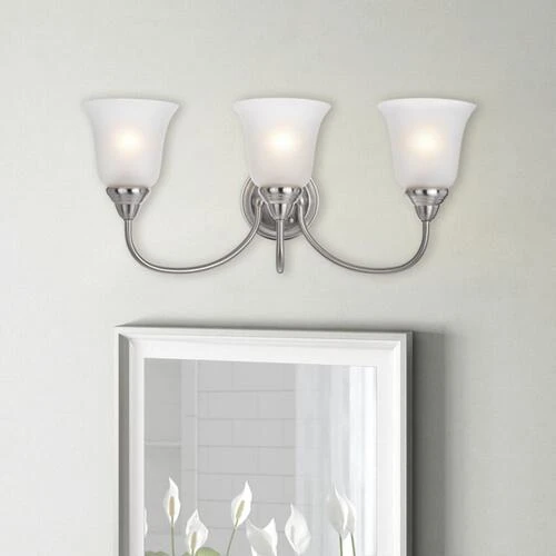 New 🛒 Patriot Lighting® Chesley Satin Nickel 3-Light Vanity Light 🎁 6 New 🛒 Patriot Lighting® Chesley Satin Nickel 3-Light Vanity Light 🎁 - Image 4