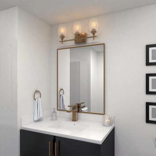 New ⭐ Patriot Lighting® Malbec Satin Gold 3-Light Vanity Light ✨ 5 New ⭐ Patriot Lighting® Malbec Satin Gold 3-Light Vanity Light ✨ - Image 3