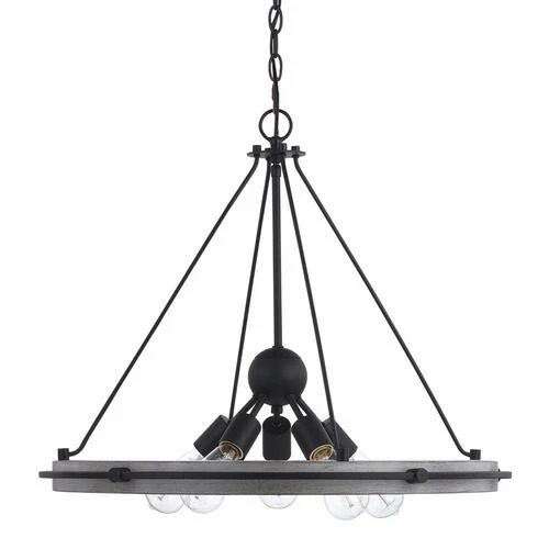 New 🧨 Patriot Lighting® Clint Textured Black And Weathered Gray Faux Wood 5-Light Pendant 👏 5 New 🧨 Patriot Lighting® Clint Textured Black And Weathered Gray Faux Wood 5-Light Pendant 👏 - Image 3