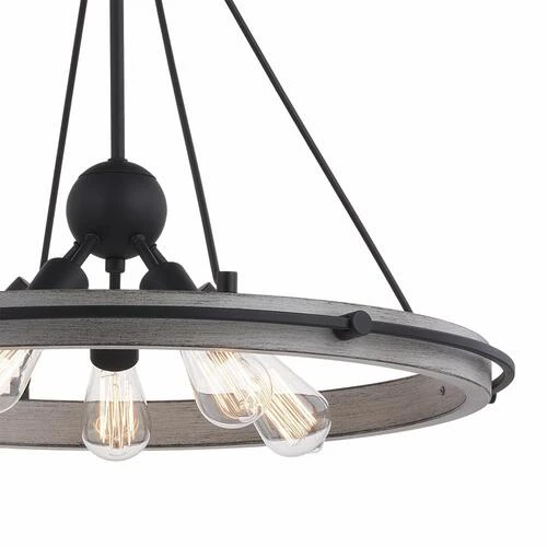 New 🧨 Patriot Lighting® Clint Textured Black And Weathered Gray Faux Wood 5-Light Pendant 👏 6 New 🧨 Patriot Lighting® Clint Textured Black And Weathered Gray Faux Wood 5-Light Pendant 👏 - Image 4