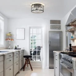 New 🥰 Patriot Lighting® Lizzie Matte Black 3-Light Flush Mount Ceiling Light ✔️ -Patriot Lighting Sales 3518702 lifestyle1