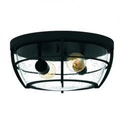 Cheapest 🥰 Patriot Lighting® Haley Matte Black 2-Light Flush Mount Ceiling Light ⭐ -Patriot Lighting Sales 3518734 Alt3V1