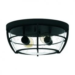 Cheapest 🥰 Patriot Lighting® Haley Matte Black 2-Light Flush Mount Ceiling Light ⭐ -Patriot Lighting Sales 3518734 Alt4V1